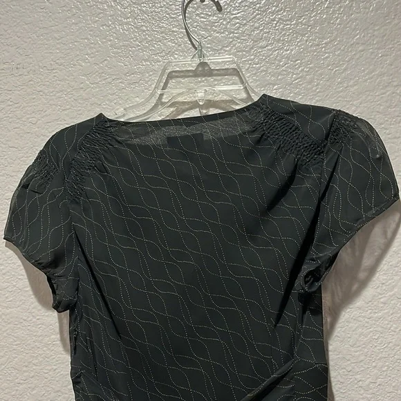 Ann Taylor LOFT Black Dress Midi Geometric Print Flowy with Belt Size 4 - Picture 12 of 14